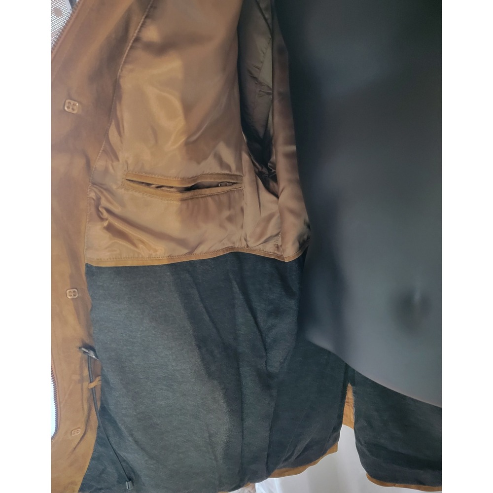 Neiman Marcus Mens Suede Leather Field Jacket Tan Wool Lined Coat Large Turkey - Picture 5 of 7
